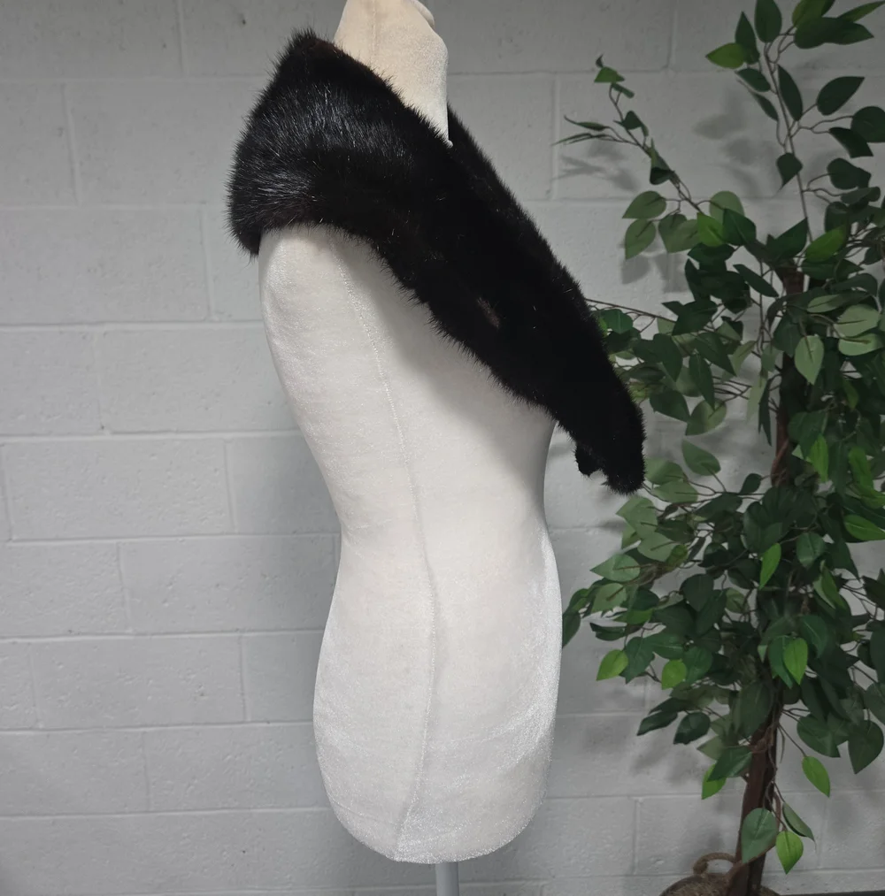 Genuine Mink Fur Scarf Wrap Glam Mobwife Luxury Old Hollywood Brown